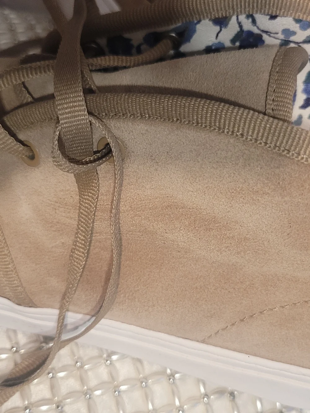 Tory Burch Beige Suede Lace-Up Sneakers with White Sole